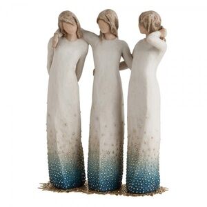 Elegant Trio Figurine in White and Blue